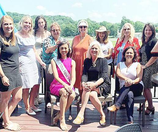 Pictured left to right are: Kiersten Swayne (GCHS), Jennifer Martin (Principal GCHS), Anna Nasser (GCOC), Deborah Clark (Howard Hanna Rand Realty), Goshen Visitor, Goshen Visitor, Rachael Heiss, Julie Piazza, Ms. New York, Sydney Park, Regina Clark (GCOC) and Dianne DeFalco (Howard Hanna Rand Realty).