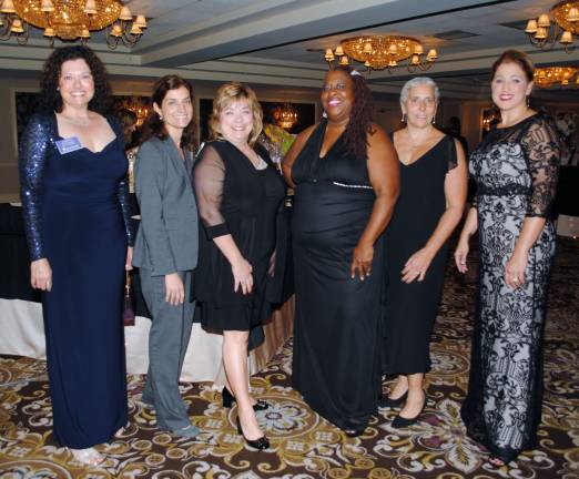 At the event (left to right) are Christine Fitzgerald, Safe Homes Board president; Rachel Chazin-Halperin, Honoree from Legal Services of the Hudson Valley; Dr. Michele Winchester-Vega, Honoree; Lavon Morris-Grant, Honoree; Dr. Marie Gregory Cantu, Honoree; Kellyann Kostyal-Larrier, Safe Homes executive director.