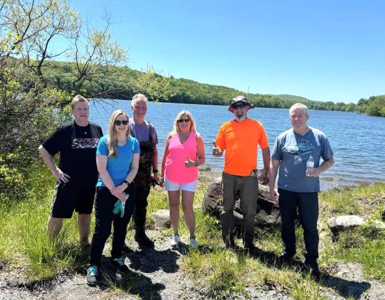 From left to right: Marty Dillon of Highland Mills, Town of Monroe Supervisor Maureen Richardson, FOWL Member Ralph Pena, American Legion Member #488 Sherrie Moore, Village of Chester Water Superintendent Gary Green and volunteer Barry McCarthy.