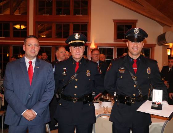 From left: Orange County Executive Steve Neuhaus, Village of Goshen Police Chief James Watt, and Village of Goshen Police Officer Brian Kelly (Photo provided)