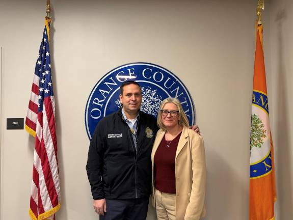 Orange County Executive Steve Neuhaus with incoming Budget Director Gretchen Riordan.