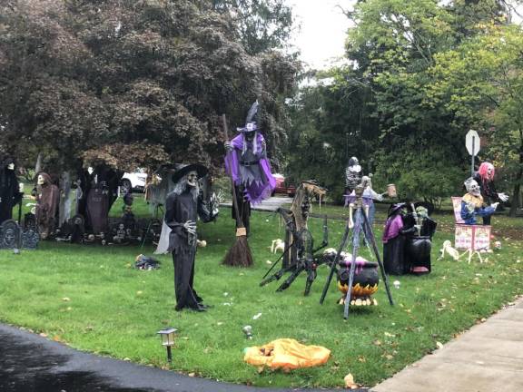 Scary creatures fill the lawn of a house on Main Street near Clarkson Street in Newton, N.J. (Photo by Kathy Shwiff)