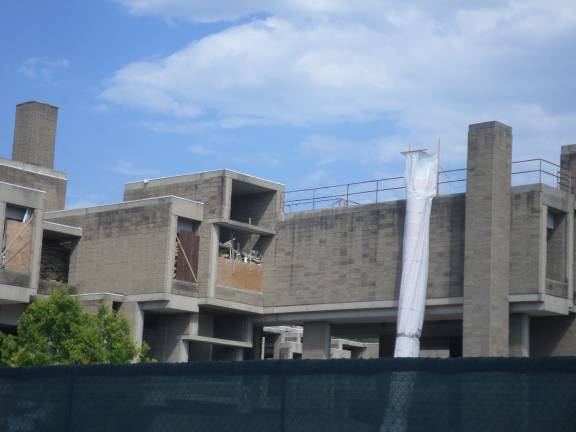 Demolition proceeds at the Orange County Government Center last week. Photo by Nathan Mayberg