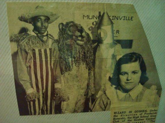 Then (Cast of 1958): Scarecrow, Ben Boyce; Lion, Bernard Matalucci; Tinman, Joseph Skladanek; and Dorothy, Carol Silvernail.