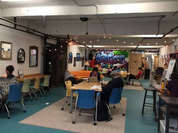 A co-working space at The Artist Co-op on West 52nd Street. Photo: Rachel Berger
