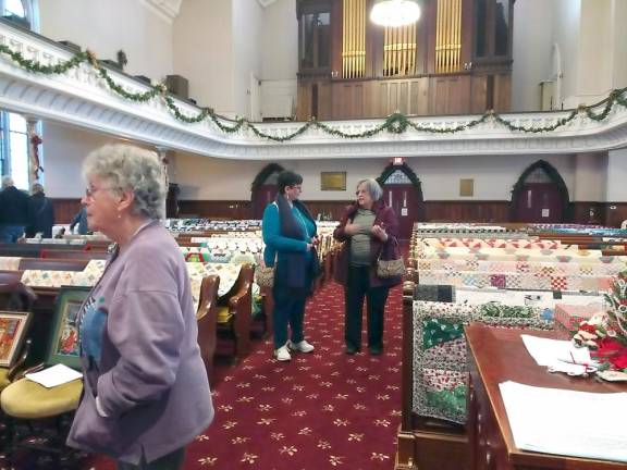 Quilts were shown in the beautiful sanctuary of the First Presbyterian Church of Goshen