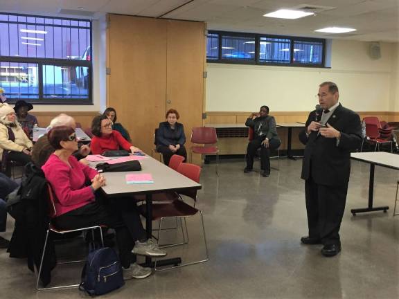 U.S. Rep. Jerrold Nadler discussed immigration policy and the recently ended government shutdown with constituents at a town hall meeting at Goddard Riverside Community Center Jan. 25. Photo: Michael Garofalo
