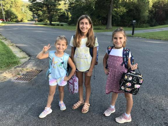Chloe, Nora and Jane gear up for second, fifth and fourth grade.