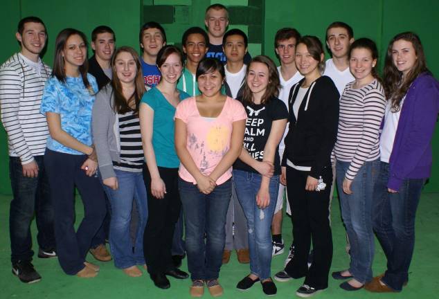 TODAY: The full cast of Goshen's 2012 spring musical, &quot;The Wizard of Oz.&quot; Row 1 (from left): Kyle Meade, Jenny Diaz, and Brittany Meyers. Row 2: Sharon Cordero, Tracy Granucci, Russell Howell, Chris Panganiban, Juliana Weiss, and Bridget Smith. Row 3: Chris Musumeci, Zack Hayden, Chase Bouchard, Billy Stahlmann, Mike Maduras, Corey Rando, and Danielle Toohey.