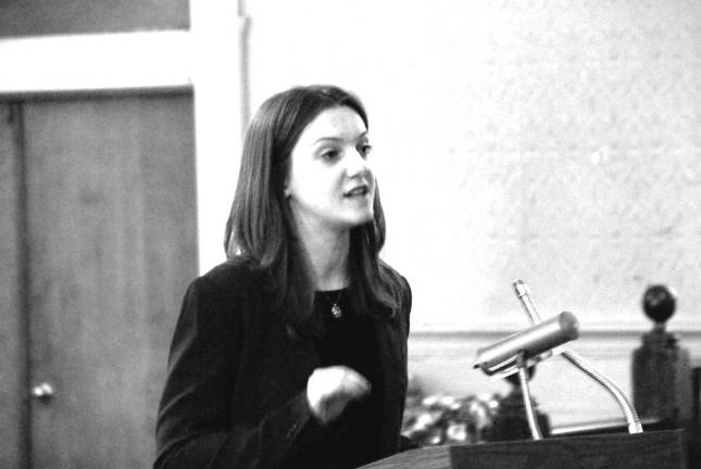 Lead prosecutor for Monroe-Woodbury Christine Phelan delivers her summation at the old courthouse in Goshen.(Photo by Ed Bailey)