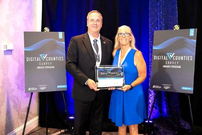 Orange County ITS Director of Applications Pete Bauman along with Orange County Legislator Kathy Stegenga.