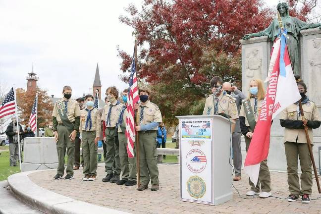 Kevin Palacino, scoutmaster of Boy Scout Troop 62, coordinated its participation with that of Cub Scout Troop 62. Scout Michael Lombardi played Taps.