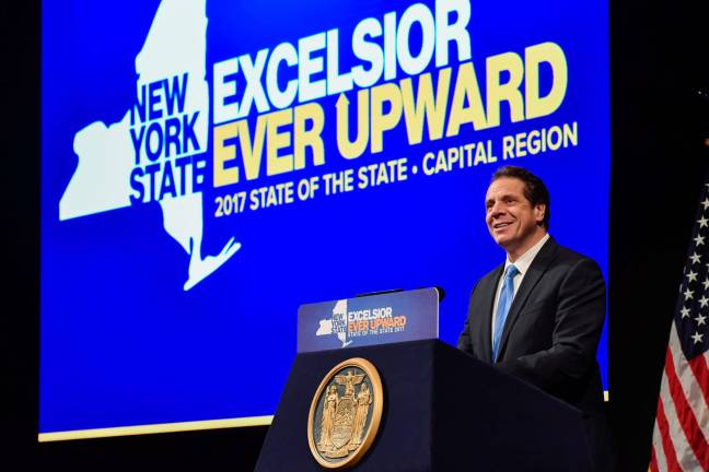 Gov. Andrew Cuomo delivers his 2017 State of the State Address to the people of the Capital District and North Country at the University at Albany. Photo: The Governor's Office.