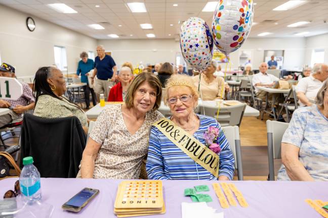 Sophie Halstead (pictured with her daughter) celebrated her 100th birthday at the Senior Center in Chester.