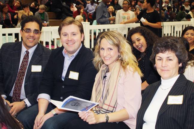 William Rolon, principal of C. J. Hooker Middle School; Fabien Riviere, French teacher; Justine Humphrey, special education teacher; Patricia Lercara, assistant principal of Goshen High School.