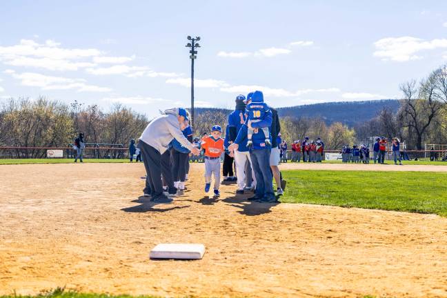 Luca Rugnetta during introductions as Chester Little League officially kicked off its spring season on April 11, 2026.