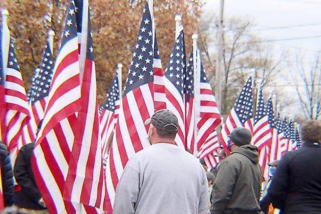 Two hundred American flags were on display last fall at the Everett Memorial in Village Park.