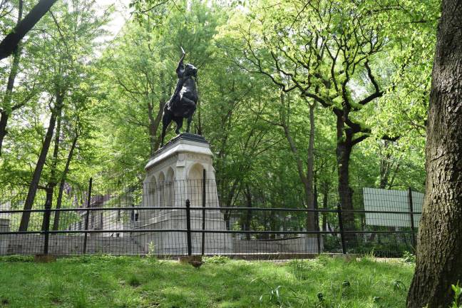 The Joan of Arc Monument, off Riverside Drive and 93rd Street, created by Anna Vaughn Hyatt Huntington, was dedicated in 1915. It was restored in 1987. Photo: Richard Khavkine