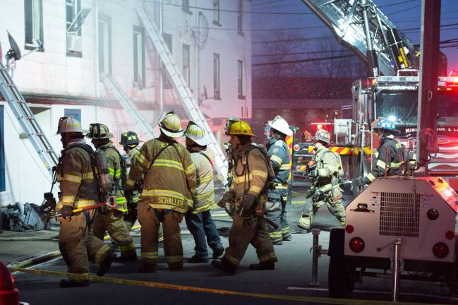 Goshen, NY Jan 13 2018. Firefighters repsond to the fire.