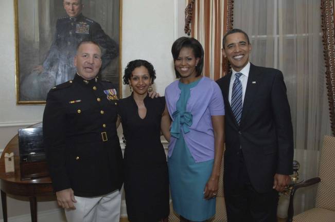Justin and Dahlia Constantine met President and Michelle Obama at the home of the Marine Corps Commandant in 2009. Photos courtesy of Justin Considine