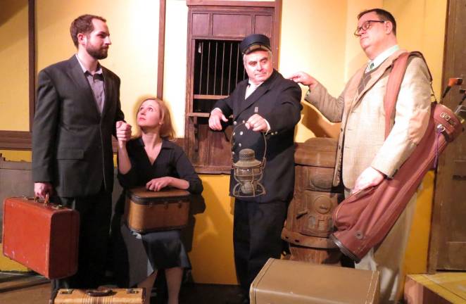 Provided photo The Playhouse at Museum Village opens its 22nd season on Friday, May 5, with Arnold Ridley's classic thriller, &quot;The Ghost Train.&quot; Pictured from left to right are cast members Ethan Henkler, Sara Johnson, Jon Stein and David Mossey.
