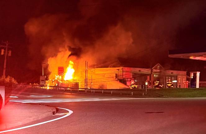 Fire damages the Chestnut Market on Brookside Avenue in Chester early Tuesday morning.