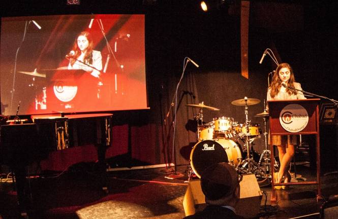 Megan Heller, 15, of Chester speaks during the Chabad Benefit Concert and Gala about “What Chabad Means to Me.”