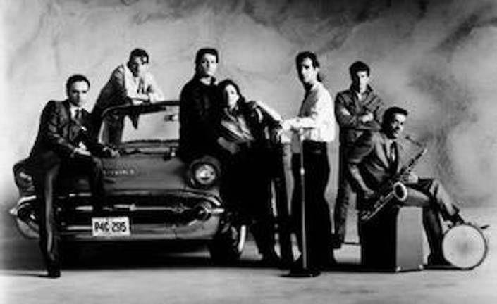 David Patrick Wilson (second from the left) with fellow castmembers from the film “Eddie &amp; The Cruisers.”
