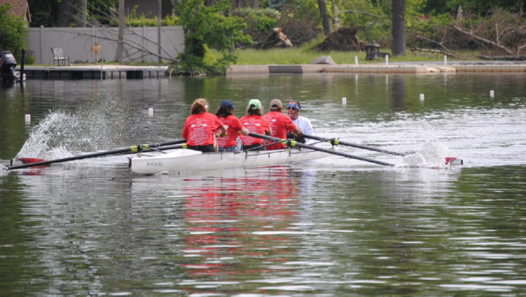 East Arm President Anthony Paterno leading his crew in the culminating Learn to Row Regatta.