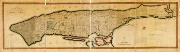 Map of the 1811 Commissioners Plan for New York City, which developed the original Manhattan street-grid system. Image via Wikimedia Commons