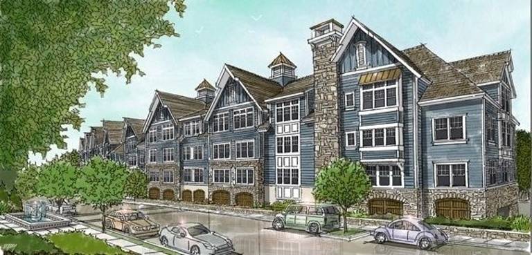The architect's rendering of residences proposed for Fiddler's Green