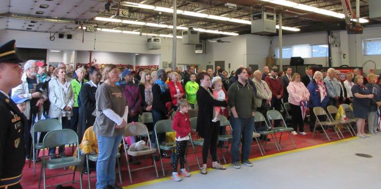 The audience listens to remarks at Chester&#x2019;s Memorial Day Service. (Photo by Ginny Privitar)
