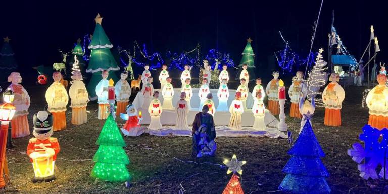 Two of the choir singers from the Spanktown Road Christmas display were reported stolen. Photo: Terry Reilly