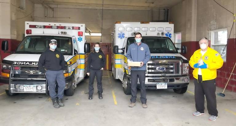 Assemblyman Colin J. Schmitt has distributed more than 1,500 additional PPE masks and bottles of hand sanitizer to front line responders and essential workers covering the 99th Assembly District.