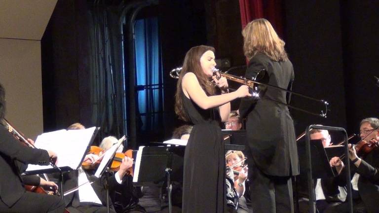 Angela Prictoe with the SUNY Orange Community Orchestra (Photo provided)