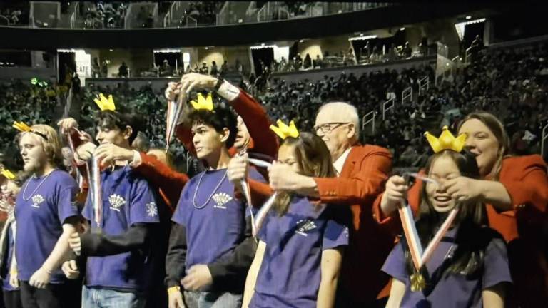 Goshen High School receives gold medals at the closing ceremony at Michigan State University May 24.