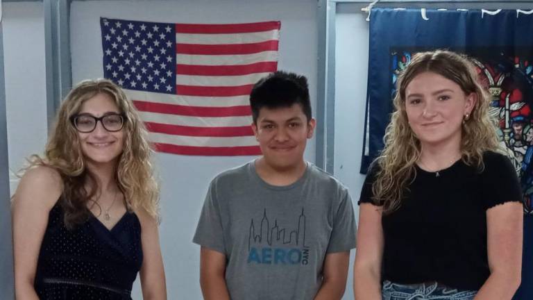 Left to right were scholarship winners Carly Weinberger, Christopher Olivera and Alexandra Coard.