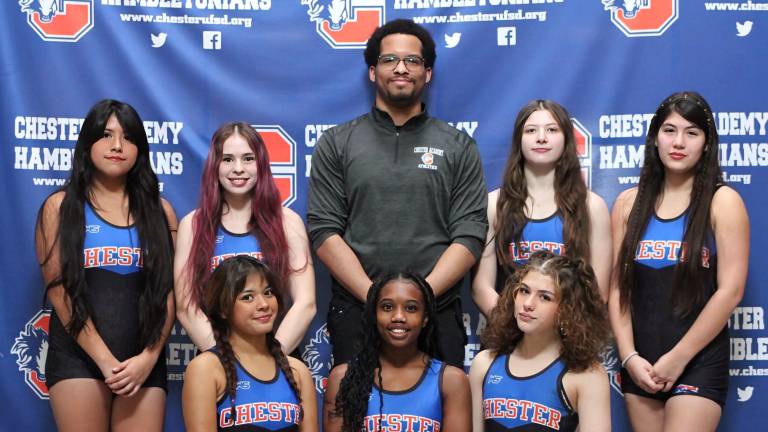 Members of the Chester Academy High School girls wrestling program.